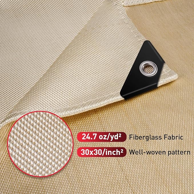 2 Pack Welding Blanket 4x6 ft - Heavy Duty Fiberglass Heat Resistant Fabric, 1022 °F Fire Resistant Blankets, High Temp Insulation Blanket for Industrial, Smoker, Camping, Grill