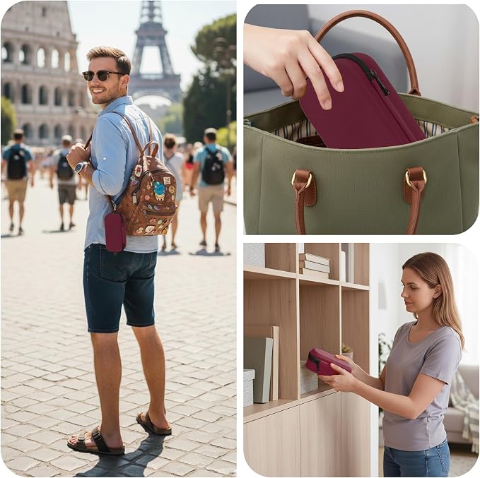 Double Eyeglasses Case,Hard Shell Glasses Case Travel Sunglasses Organizer with Adjustable Slot & Clip for Men Women