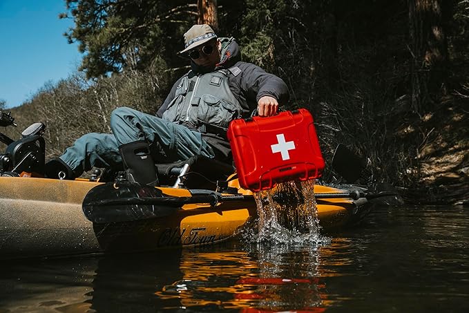 NANUK 909 Waterproof First Aid Box Empty – Durable, Medical First Aid Organizer Case, IP67-Rated, Dustproof, Impact-Resistant, and Floats (11.4" x 7.0" x 3.7") – Red