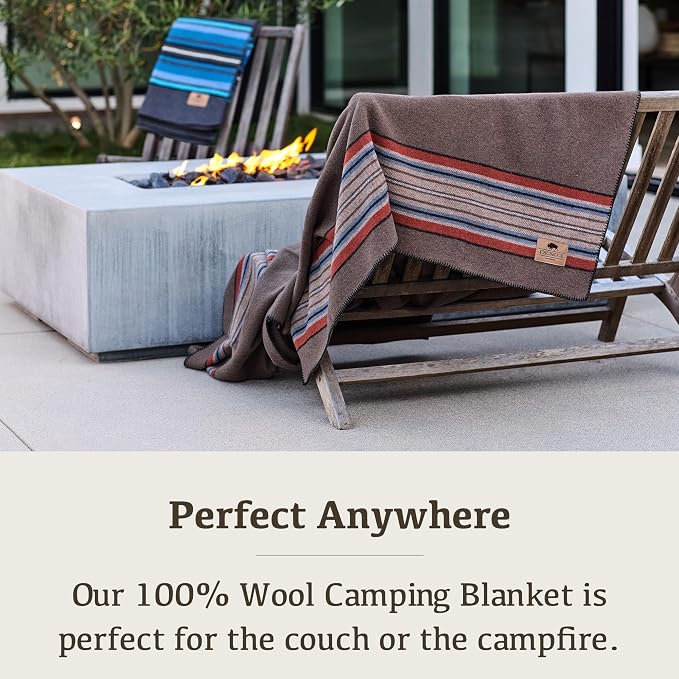 Chubbuck 100% Wool Blanket Camping (60" x 84") - Large Warm Blankets for Camping, Emergency, Outdoor Concerts and Home Use - Fire Retardant Blanket, Soft and Warm Blankets for Winter (Forest)