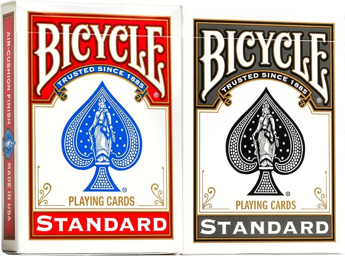 Bicycle Rider Back Playing Cards 2 Pack Red and Black Poker Size | Standard index, Air Cushion Finish, Made in USA, 140 years trusted, Premium quality for all card games