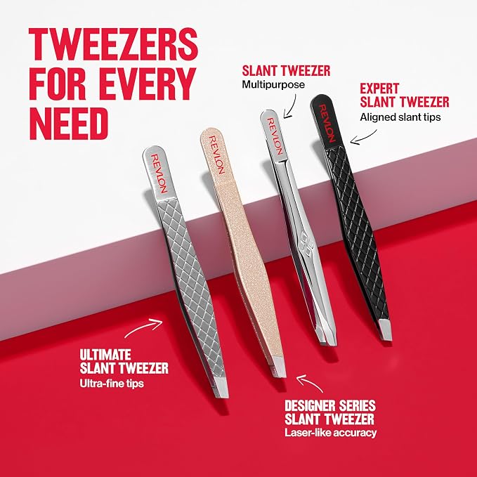 Revlon Expert Slant Tweezer, High Precision For an Easy Hair Removal, Made With Stainless Steel, 1 Count (Pack of 12)