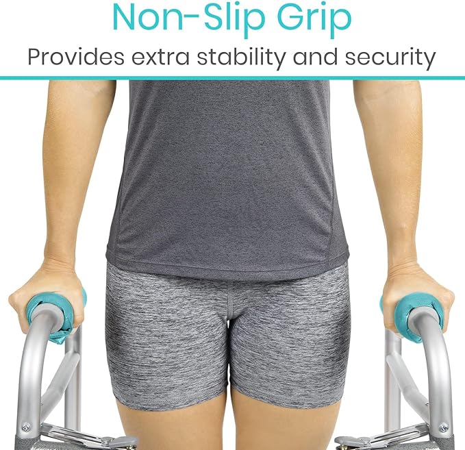 Vive Walker Handle Cushions - Padded Hand Covers - Soft Cushion Padding Medical for Folding Rolling Wheelchair, Rollator Handle, Senior, Elderly Grippers - Crutch Handle Pad Grips - Mobility Aid