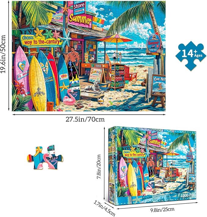 Puzzles for Adults 1000 Pieces,Coast Grocery Jigsaw Puzzle with 1:1 HD Poster, Perfect Interlocking No Dust, Stress Relief Ideal Gift for Family Games