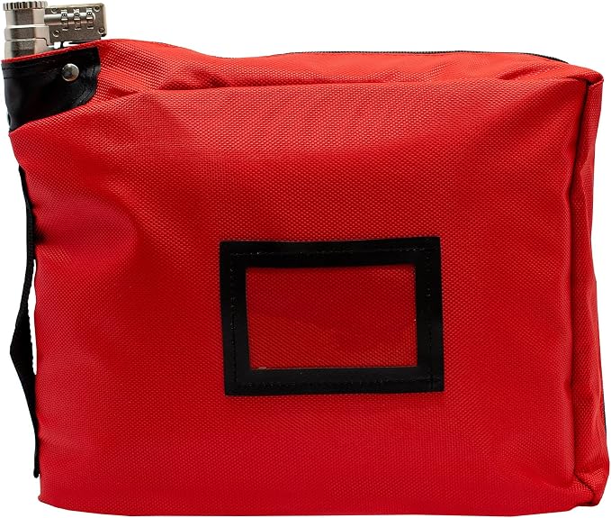 Large Combination Locking Medicine Bag, Red | Includes Pill Box, Removable Clear Bags, Prescription Bottle Organizer, Travel Carry Case, Combination Lock
