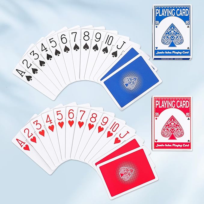 Fanwer Large Print Playing Cards 6 Pack, Deck of Cards for Seniors, Vision Impaired, Low Vision Crowd, Poker Playing Cards for Blackjack, Euchre, Canasta Cards Game, Jumbo Index
