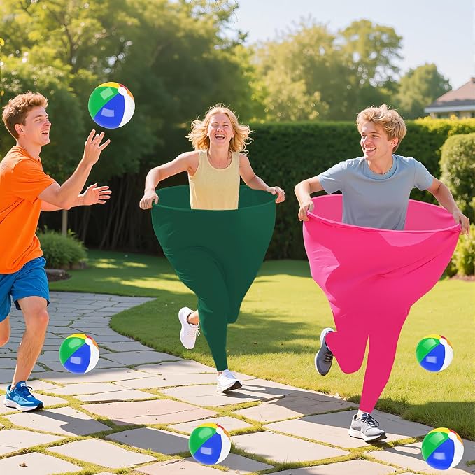 Grandma Pants Game 4 PCS Grandma Pants Outdoor Game Granny Pants Yard Game for Adults with 16 Bouncy Balls and 1 Air Pump (Random Colors) for Family Gatherings Birthday Parties