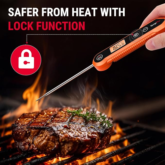 TempPro TempSwift 1 Sec Meat Thermometer Digital for Kitchen Cooking Food | 3.9 inches Long Probe, Calibration, Backlight, Bread Baking Sourdough Liquids Candy Making Accessories (Previously ThermoPro)
