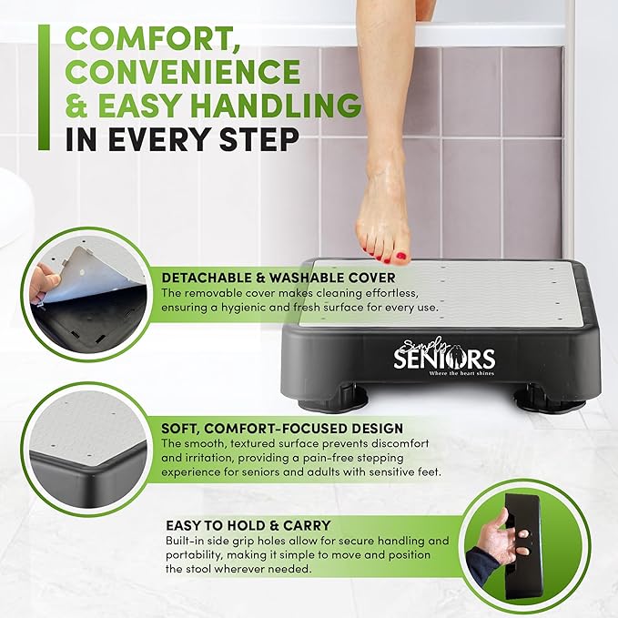 Small Step Stools for Adults - Small Mobility Aid for Seniors - Portable Heavy Duty Plastic Step Platform & Bed Steps for High Beds for Adults - Assist Device for Kitchen Bathroom Toilet - Kids Stool