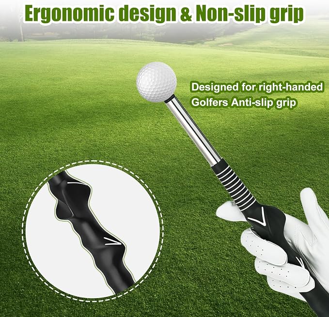 Retractable Golf Swing Aid for Golf Speed Training, Rhythm Click Golf Swing Trainer for Indoor Golf Practice & Outdoor Warm Up, Golf Grip Trainer for Improving Hitting Strength & Tempo | Retractable Golf Swing Aid