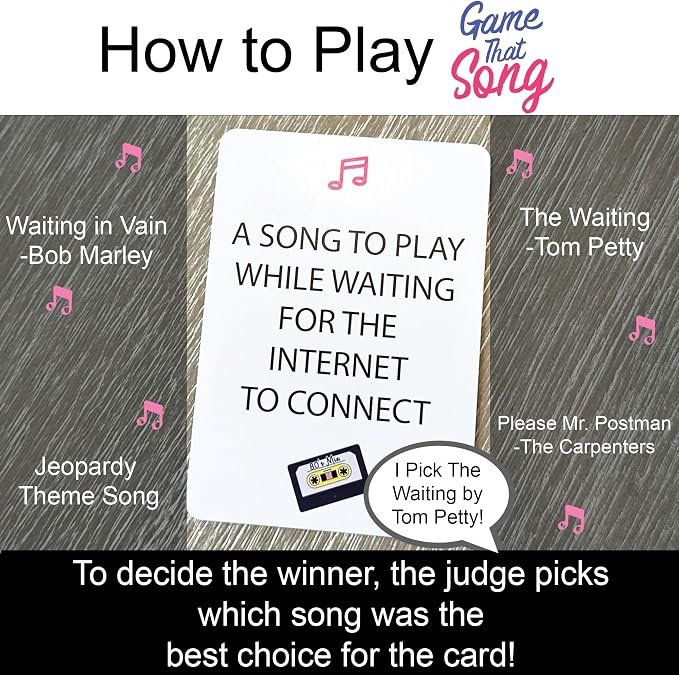 Game That Song 80's Mix Expansion - 50 New Cards - Music Card Game for Family, Adults, and Teens. Hilarious, Addictive, and Competitive Fun for Game Nights!