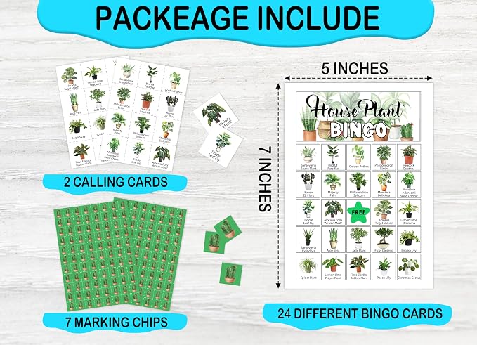 House Plant Bingo Game Cards, Green Plants Games Decor, Tropical Plants Party Supplies, Greenery Bingo Cards Decor Favors for Plant Lover Friend Adults Family Gathering Bingo Cards-02