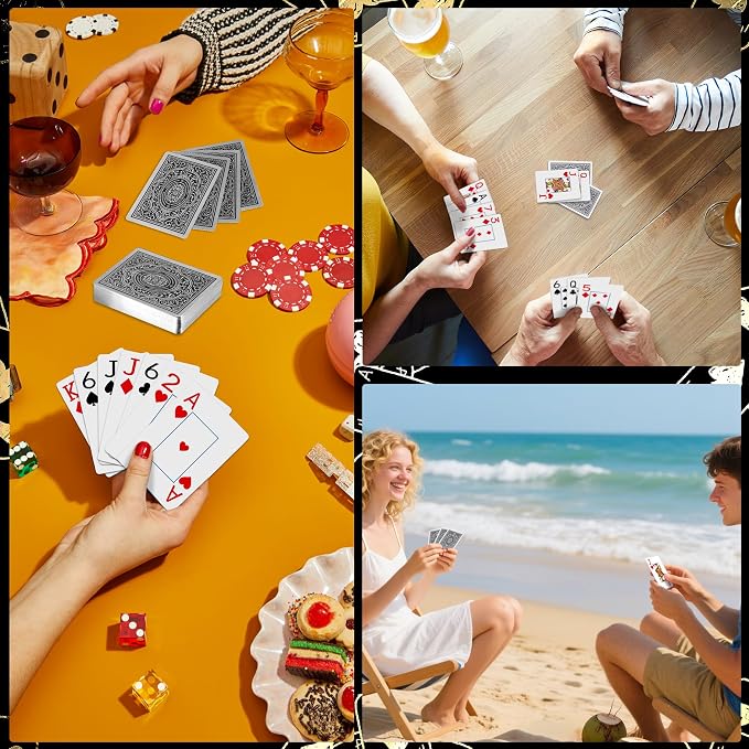 Plastic Playing Cards Waterproof Cards, Deck of Cards, Large Print Playing Cards for Adults Seniors, Premium Poker Card for Blackjack, Euchre, Canasta, Go Fish Card Games (Silver)