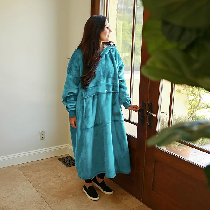 Catalonia Oversized Blanket Hoodie Sweatshirt, Wearable Sherpa Lounging Pullover for Adults Women Men