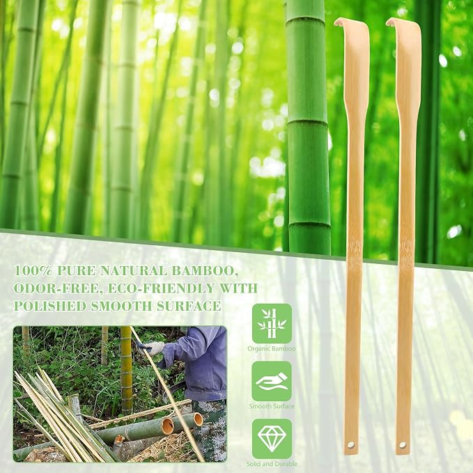 24 Pack Bamboo Back Scratcher for Men Women Adults, Bulk Christmas Stocking Stuffers Gifts for Adults Men Women, Easter Basket Stuffers for Nursing Home, 16.5" Long Handle Back Scratchers