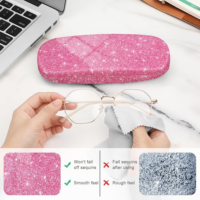 FINTIE Hard Shell Eyeglasses Case, Portable Protective Glasses Cover Eyeglass Holder Box with Cleaning Cloth for Men Women