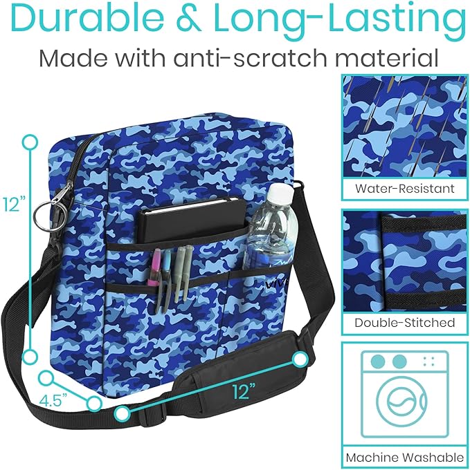 Vive Wheelchair Bag - Machine Washable, Double-Stitched, Water-Resistant Accessory Backpack for Rollators, Wheel Chairs, Walkers - Pouch with XL Pockets & Straps for Quick Installation
