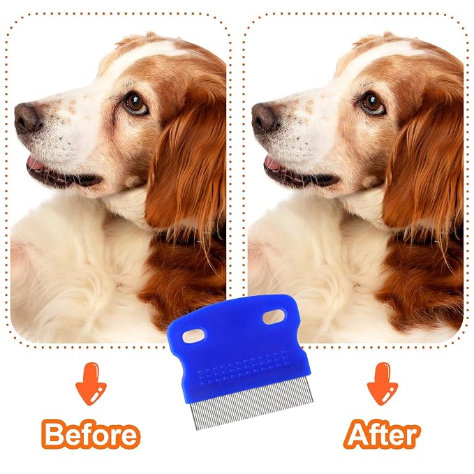 GUBCUB Pets Grooming Comb Kit for Small Dogs Puppies For Tear Stain Remover, 2-in-1 with Round Teeth to Remove Knots Crust Mucus