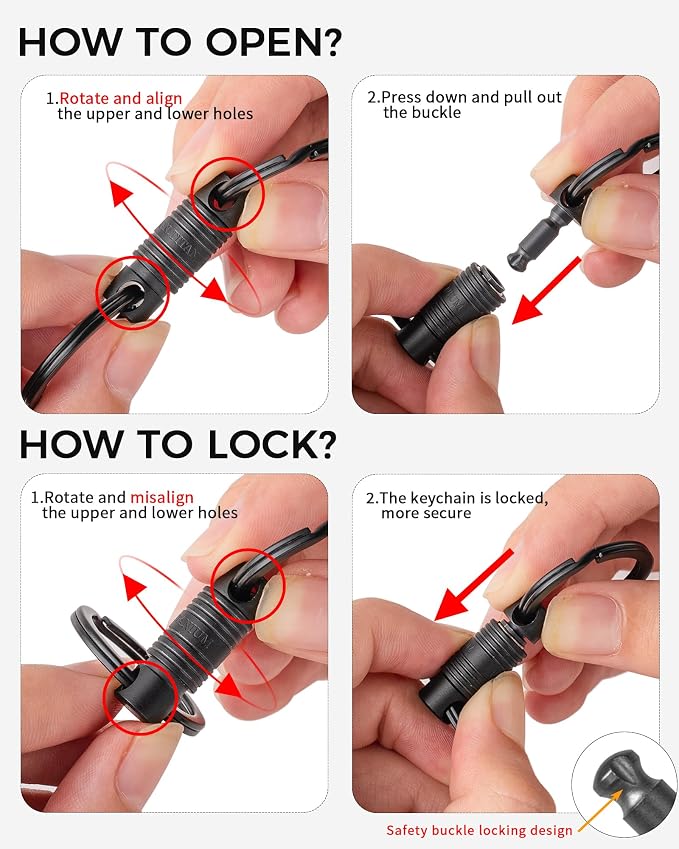 FEGVE Titanium Quick Release Keychain, Detachable Pull Apart Key Chain | Easy Access, Tangle-Free 360° Swivel, Rustproof and Durable, for Valet Car Home Key Storage