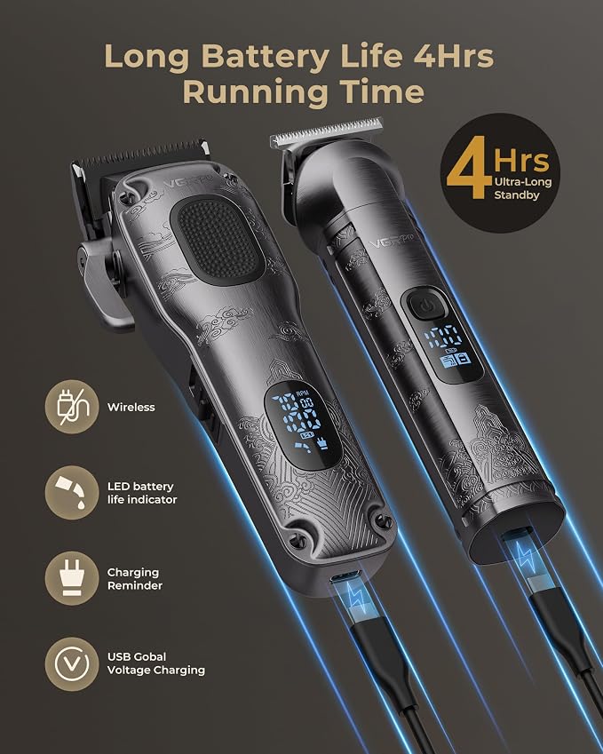 Hair Clippers for Men Professional, Cordless Hair Clippers for Hair Cutting, Mens Clippers and Trimmers Set, Electric Hair Trimmer for Men with Package Box | 7000RPM Grooming Kit with EVA Case, LED display, 14 Guide Combs (including Right & Left Ear Ta...