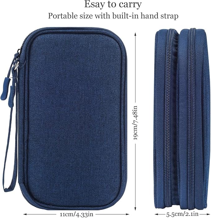 CAOODKDK Electronic Organizer Travel Cable Accessories Bag, Electronic Organizer Case, Electronic Accessories Organizer Bag for Power Bank, Charging Cords, USB Cable, Earphones (Navy Blue)