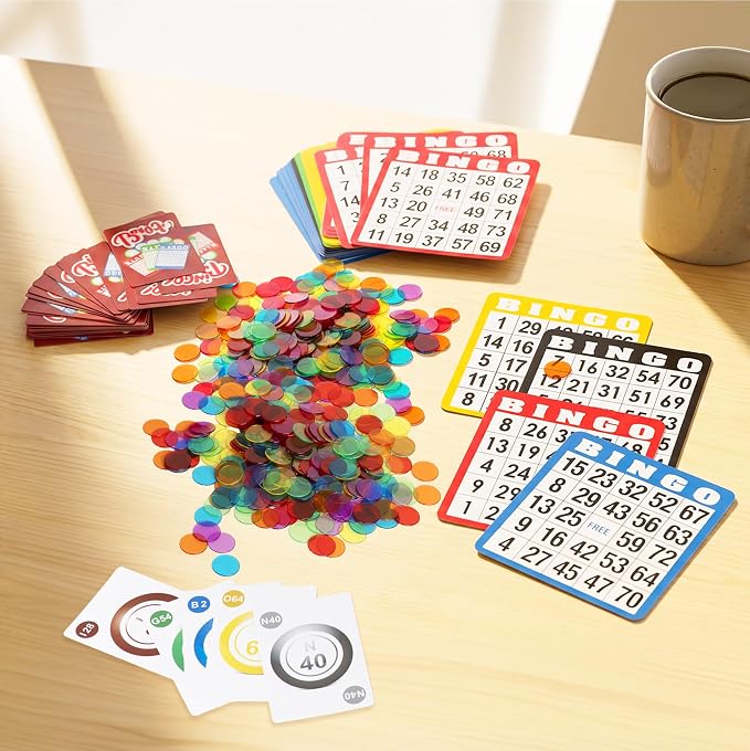 GSE Games & Sports Expert Complete Bingo Game Set with 100 Bingo Cards, 1000 Markers, Calling Cards Deck, Party Fun Game for Adults, Seniors, Family Gatherings, Classroom Activities, Large Groups