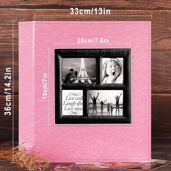 Ywlake Photo Album 4x6 600 Pockets Photos, Extra Large Capacity Family Wedding Picture Albums Holds 600 Horizontal and Vertical Photos Pink