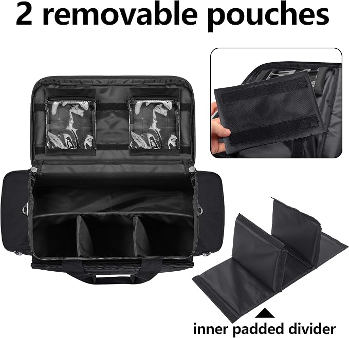 Trunab Trauma Bag with Dividers,EMT First Aid Pouch Medical Bag Empty,Black | No-Scratch Bottom, Ideal for EMS/Paramedics, Empty Bag for Customizable Layout