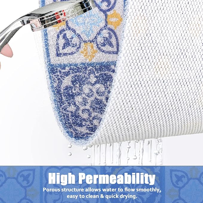 Shower Mat Non-Slip - 24x16 Inch, Soft Comfort Bath Mat with Drainage Holes, PVC Loofah Massage Bathmat for Shower,Tub,Bathroom,Wet Areas, Quick Drying