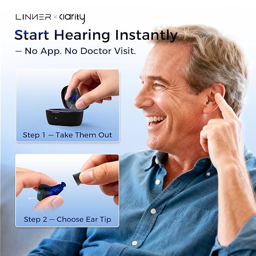 LINNER-New Saturn OTC Hearing Aids for Senior, Rechargeable Hearing Amplifiers with Comfort Design, Discreet & Nearly Invisible In-Ear Device for Adult, Noise Cancellation for Aid & Assist