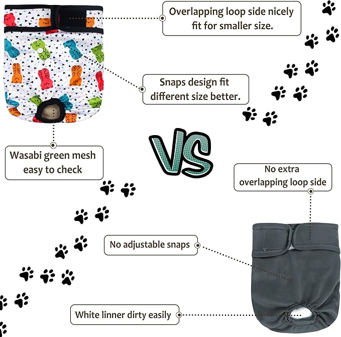 Washable Female Dog Diapers - Premium Reusable Diapers for Doggie in Heat - Highly Absorbent Dog Diapers Female for Pet Incontinence with Adjustable Snaps(Animals, XL)