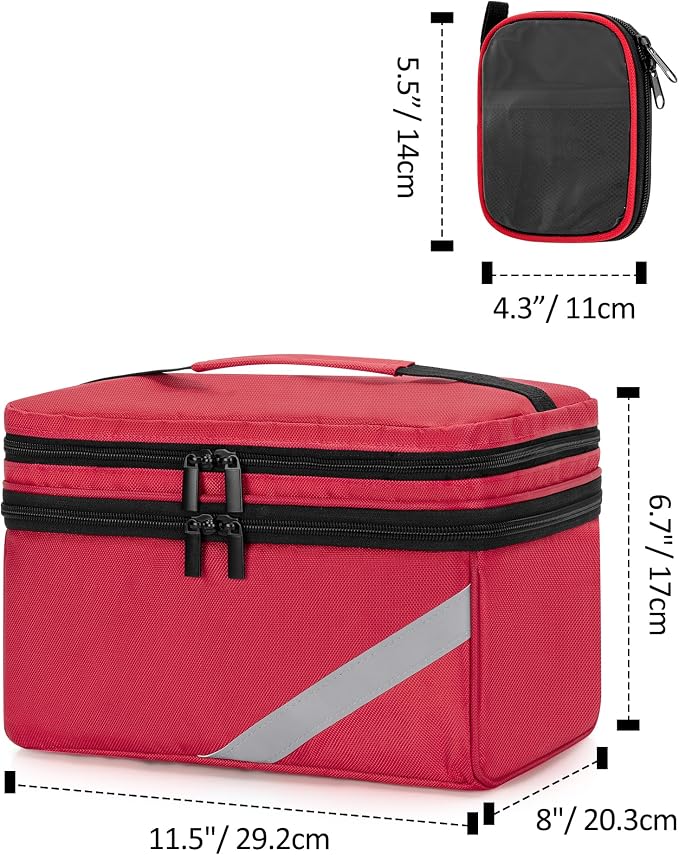 Trunab Medicine Storage and Organizer Bag Empty, Pill Bottle Organizer | with Portable Small Pouch, Home First Aid Box for Emergency Medication, Supplements or Medical Kits (Bag Only)