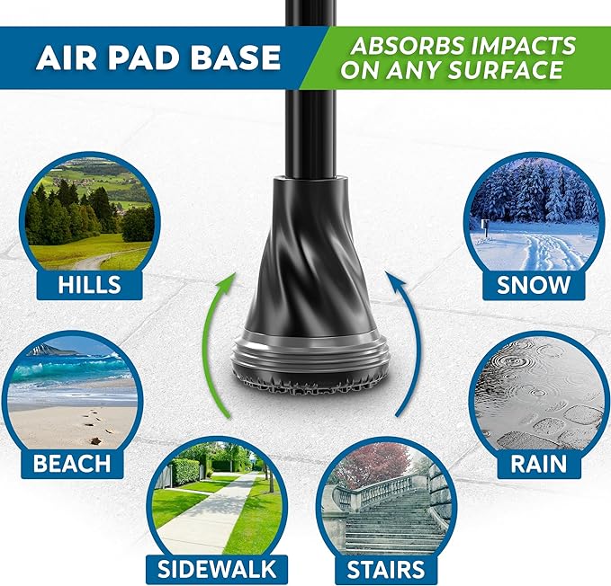 HONEYBULL Walking Cane for Men & Women – Foldable, Adjustable, Lightweight Cane with Air Cushion Tip for Stability & Ergonomic Grip, Heavy Duty Walking Sticks for Seniors