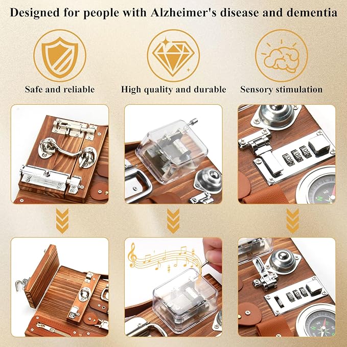 Fidget Busy Board for Adults with Dementia, Engaging Alzheimers Activities & Tactile Stimulation, Dementia Activities for Seniors, Thoughtful Gift for People with Alzheimer's