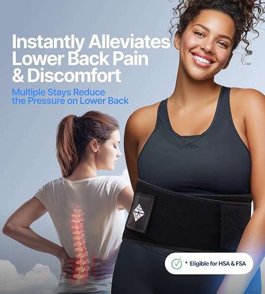 Plus Size Ultra Thin Back Brace for Men & Women - Supportive Lower Back Pain Relief with Breathable Dual-Tension Straps & Industrial Grip for Sciatica, Scoliosis, Herniated Disc, 3XL