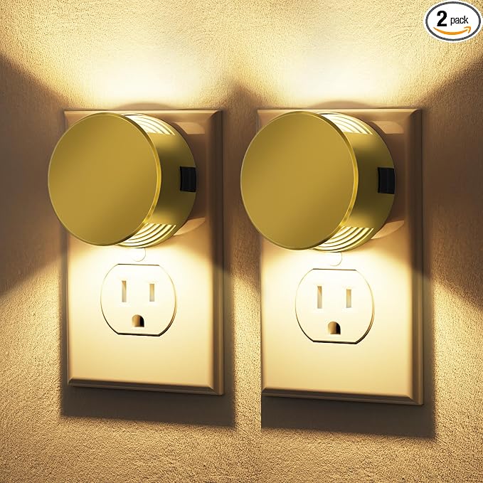 Briignite Night Lights Plug into Wall [2 Pack], Dusk to Dawn Sensor Nightlight, Brightness Adjustable, 3000K Soft White, Dimmable Plug in Night Light for Bathroom,Bedroom, Hallway, Stairs, Kitchen