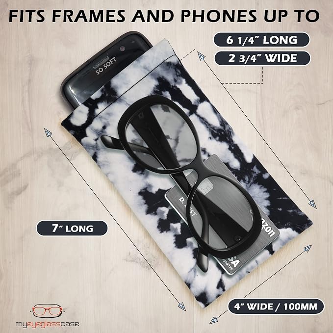 Soft Sunglasses case | Large Glasses Case Holder - Eyeglass Pouch Squeeze Top | Glasses pouch Lightweight Extra Layers