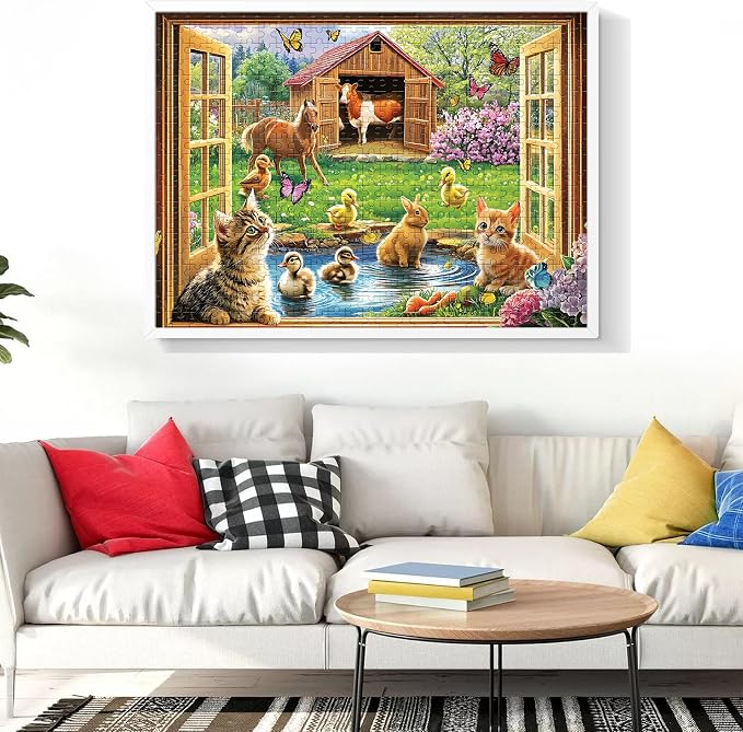 500 Piece Puzzles for Adults Funny Cat Animal Jigsaw Puzzles 500 Pieces | Adult Puzzles Pet Lover Family Challenging Game Gift for Friends 20.5x15IN