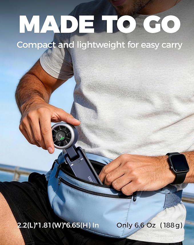 Diveblues Portable Handheld Turbo Fan, 5 Gear Wind, Battery Operated, Up to 12 Working Hours, 3 IN 1 Hand Fan with Air Turbo Tech Cooling Fan for Outdoor Activities, Travel, Working