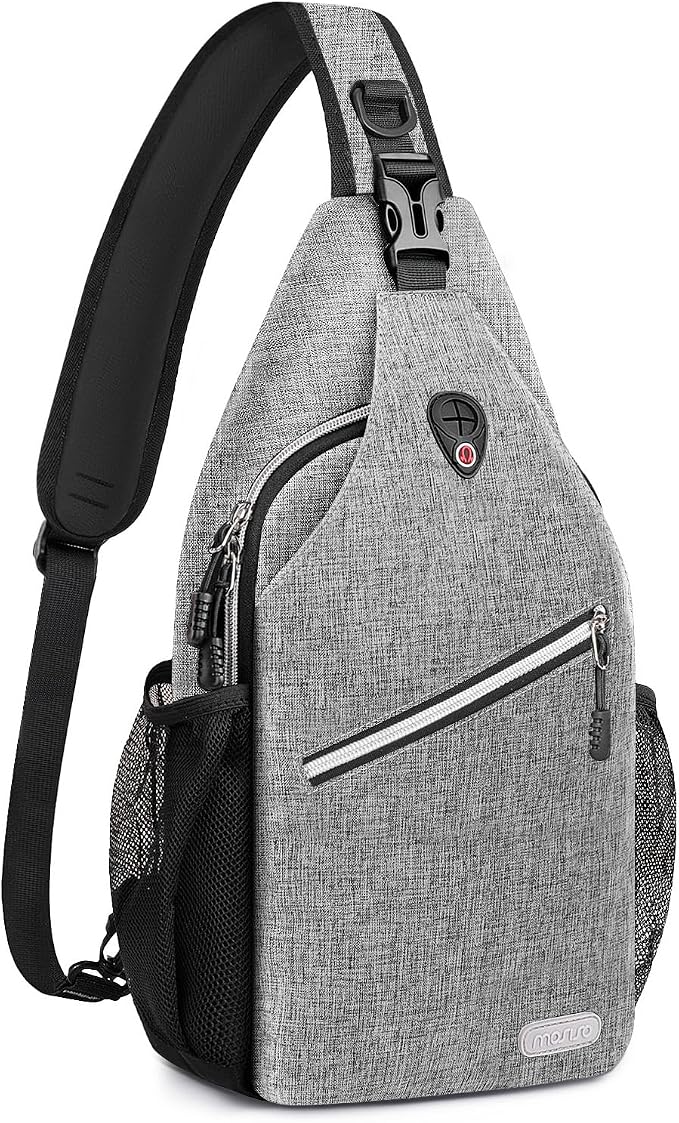 MOSISO Small Sling Bag for Men, Crossbody Shoulder Chest Daypack Bag | Sling Backpack for Casual Travel Hiking