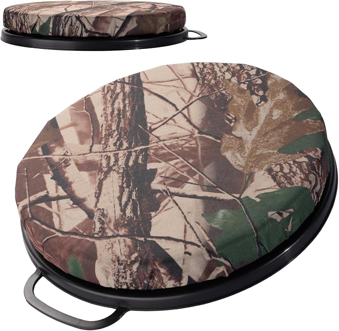 Thickened 5 Gallon Bucket Seat Lid 360 Degree Swivel Bucket Lid with Padded Top 3.74 Inch Thick Spin Ice Fishing Seat Cushion for Hunting Fishing Gardening Camping (Big Leaf 8)
