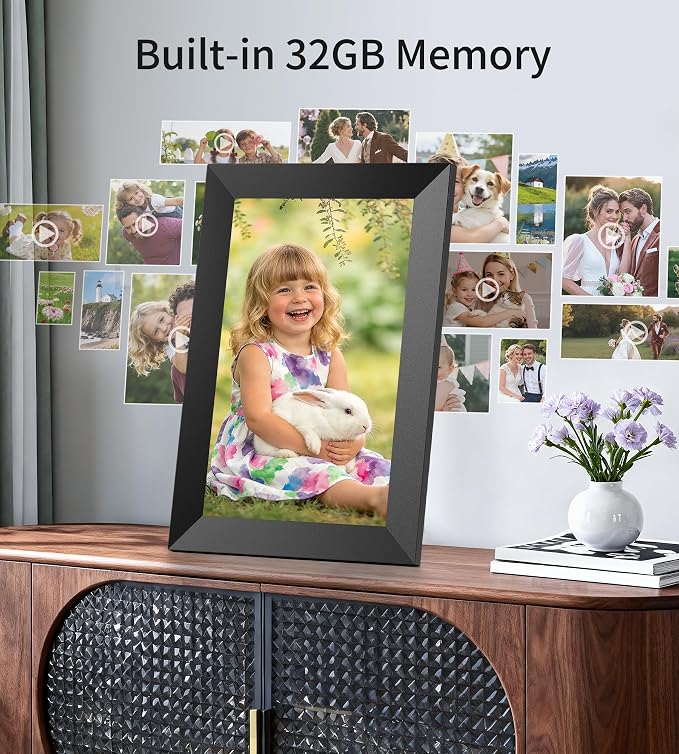 Uhale 10.1" Digital Picture Frame with 32GB Storage Support SD Card, Electronic Photo Frames with 1280x800 HD IPS Touch Screen, Instantly and Securely Share Memories, Send Wishes from Anywhere