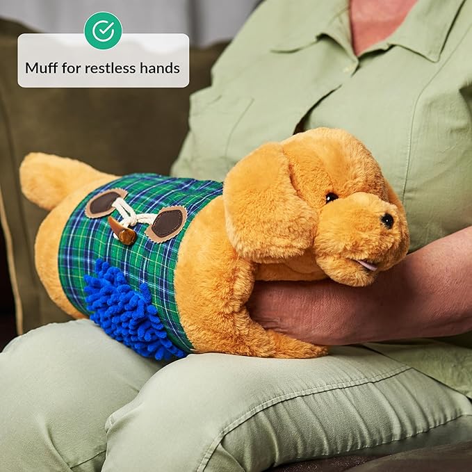 Fidget Muff and Blanket for Elderly | Fidget Blanket for Dementia | Dementia Products for Elderly | Gift and Activities for Seniors with Alzheimer’s or Dementia | Sensory Fidget Toys (Beige)
