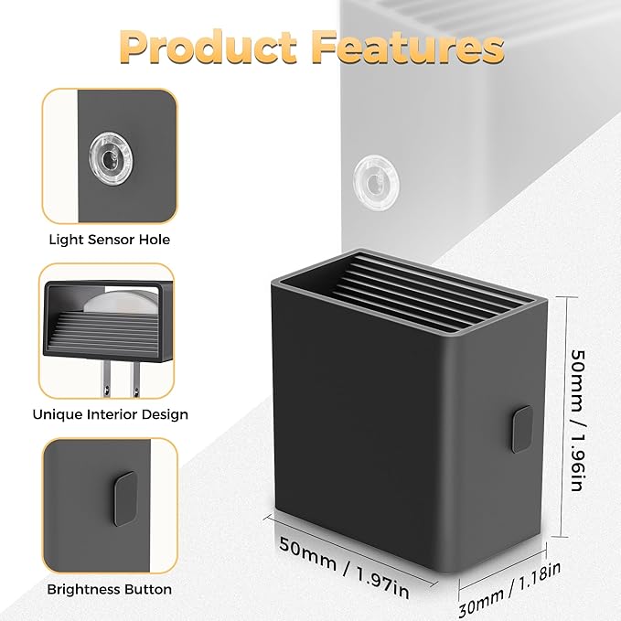 DORESshop Night Lights Plug Into Wall, [2 Pack] Plug in Night Light with 3 Color Temperatures, Dusk to Dawn Sensor, Night Light for Hallway Bathroom Stairway Bedroom, Black