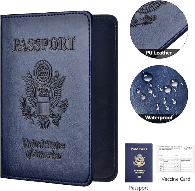 Eoehro Passport Holder for Travel Essentials-2Pack, Passport Wallet Cover Case for Travel Must Haves Accessories,Passport Book Holders for Women and Men