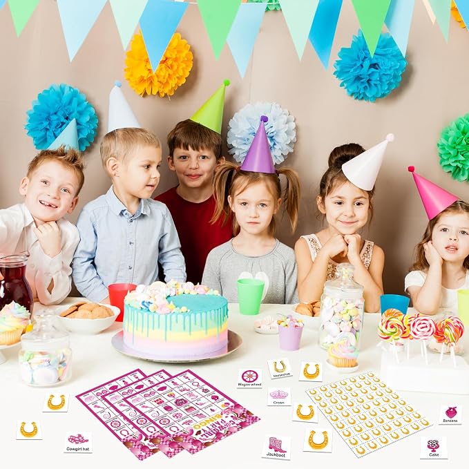 Liliful 35 Pcs Western Bingo Cards 24 Players Bingo Games Wild West Party Games for Kids Boys Girls Adults Family Classroom Activity Birthday Baby Shower Party Favors Supplies (Cowgirl)