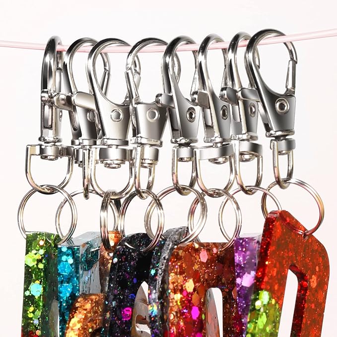 LEOBRO 240PCS Lobster Claw Clasps and Key Rings, Keychain Making Kit, 120PCS Keychain Clips and 120PCS Key Chain Ring, for Keychains, Lanyard, Jewelry Making, Art Crafts, Silver