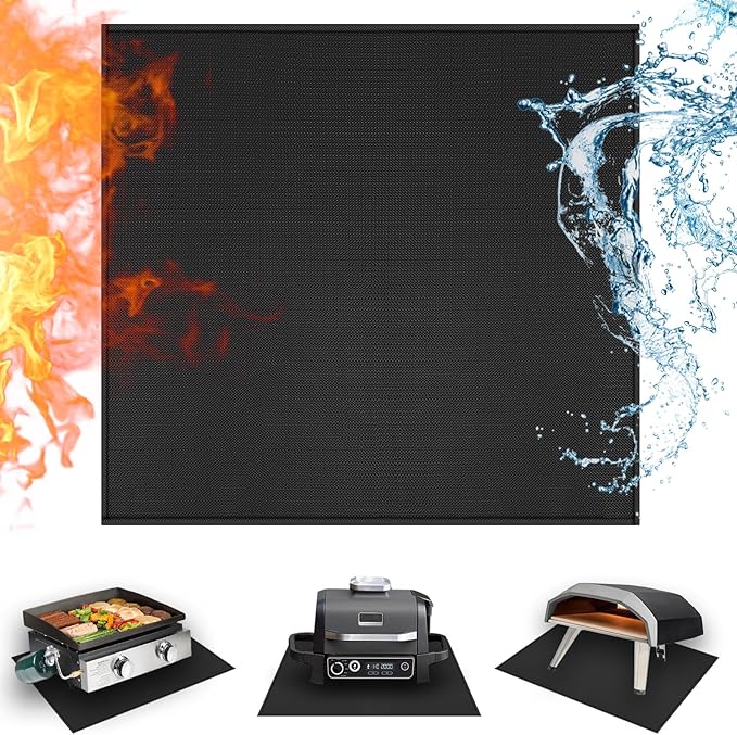 24 x 24in Heat Resistant Grill Mats for Outdoor Tabletop Grill to Protect Your Prep Grill Table, Heat Resistant Mats for Countertop, Fire Proof & Water Proof & Oil Proof BBQ Mat - Black-0.5mm | 1022℉ Fireproof grill mat for countertop/table protection,...
