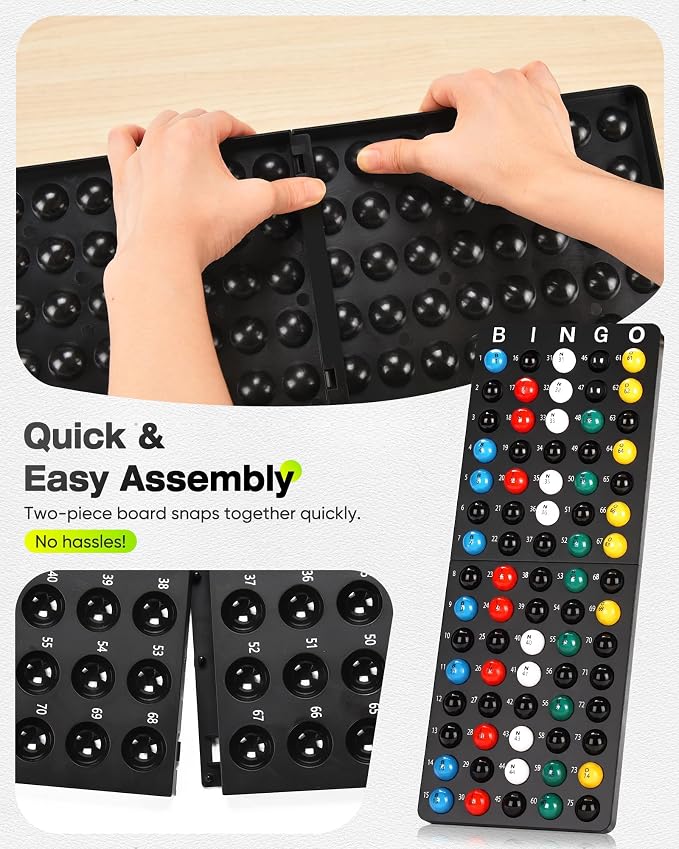 12" Large Deluxe Bingo Game Set with Cage, Board, Balls, 30 Cards and Chips | Bingo Sets for Adults, Family Games Bingo Balls with Cage for Fun Family, Large Groups, Parties