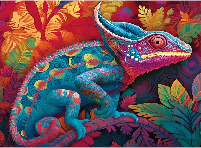 Jigsaw Puzzle 500 Pieces, Chameleon Animal Puzzles for Adults 500 Pieces | Paper Jigsaw Puzzle for Adults and Families, Pieces Fit Together Perfectly, Smooth Edging, Leisure Animal Puzzle